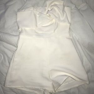 White strapless romper